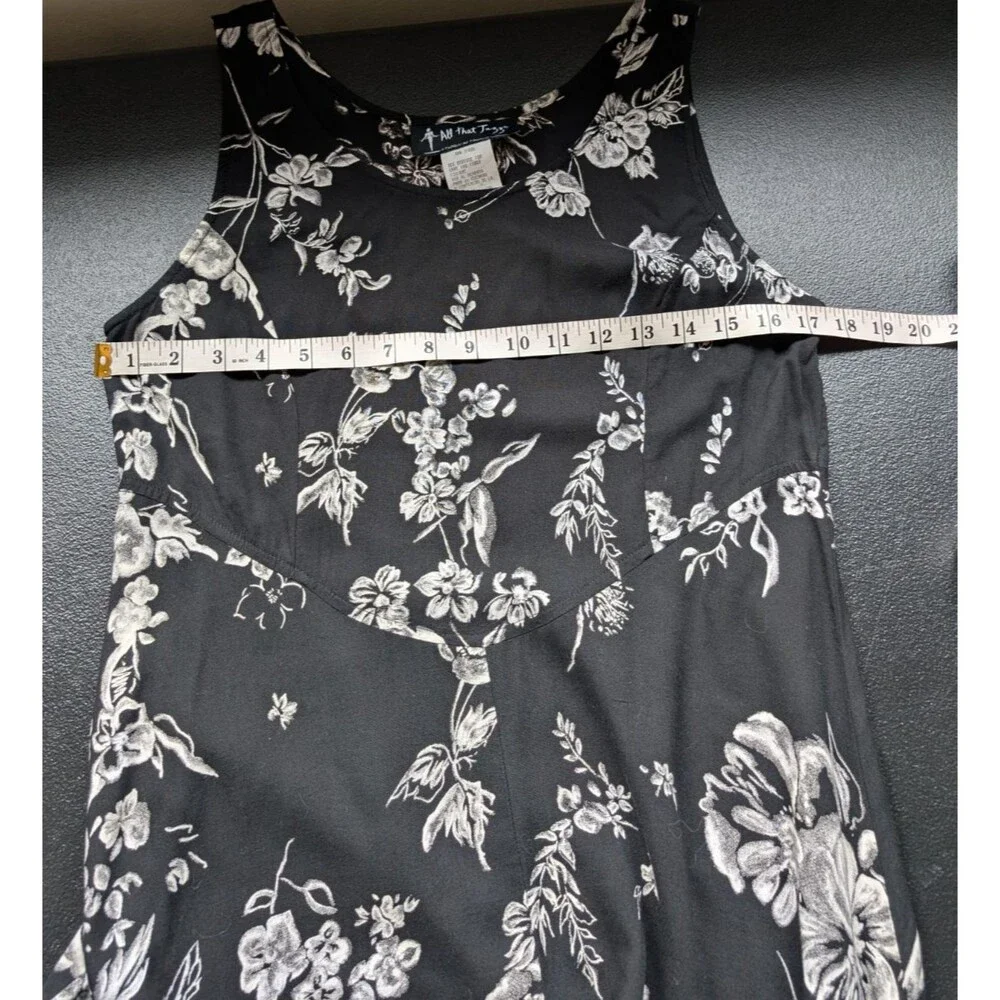 All That Jazz Vintage Maxi Dress Floral 90s Black White Style A13894 Size 11/12